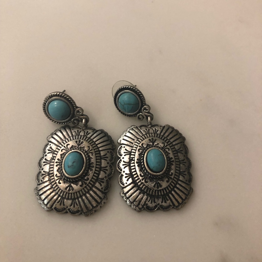 Silver, turquoise earrings